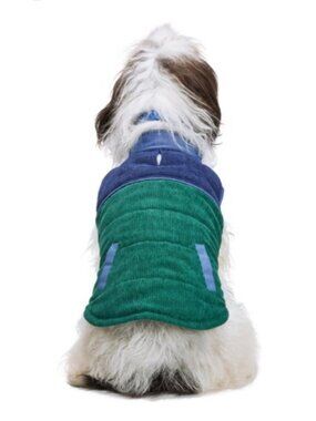 Youly Dog Corduroy Dog Vest Blue & Green Size Small